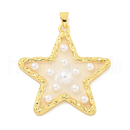 Rack Plating Brass & Epoxy Resin Pendants KK-C059-08B-G-1