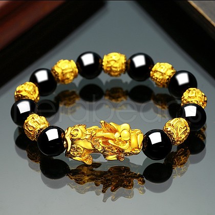 Glass Round Bead Stretch Bracelets WG0941C-16-1
