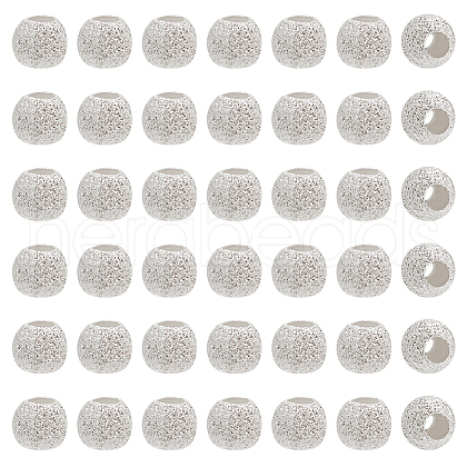   50Pcs Round 925 Sterling Silver Textured Beads STER-PH0001-66-1