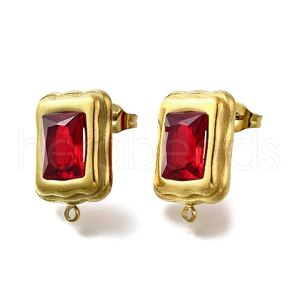 304 Stainless Steel Cubic Zirconia Stud Earring Findings STAS-B087-07A-G-1