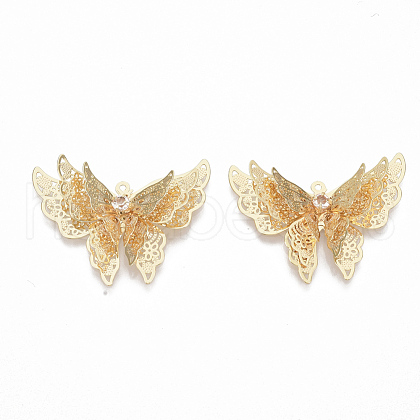 Brass Cubic Zirconia Pendants KK-T050-49G-NF-1