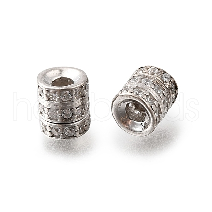 925 Sterling Silver Micro Pave Clear Cubic Zirconia Beads STER-F061-03A-P-1