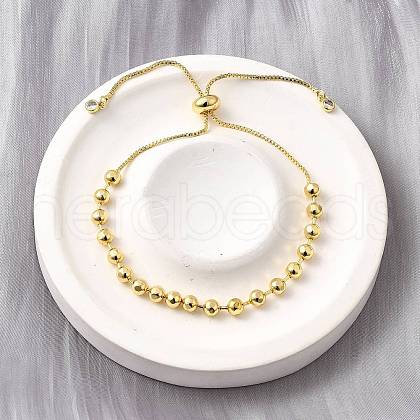 Brass Round Beads Slider Bracelets for Women BJEW-D317-13C-G-1