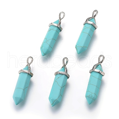 Synthetic Turquoise Double Terminated Pointed Pendants G-E364-A07-1