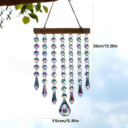Glass Octagon Beads Suncatchers Hanging Ornaments PW-WG771C5-01-1