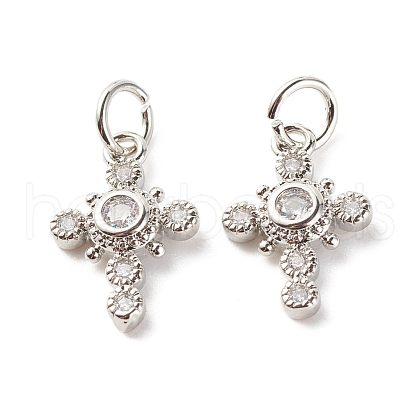 Brass Micro Pave Clear Cubic Zirconia Pendants ZIRC-P094-01P-RS-1