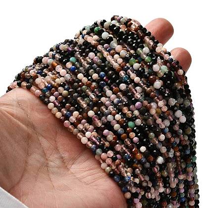 Natural & Synthetic Mixed Gemstone Beads Strands G-RM2025-A16-3mm-1
