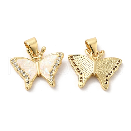 Rack Plating Brass Micro Pave Clear Cubic Zirconia Pendants KK-C025-05G-1