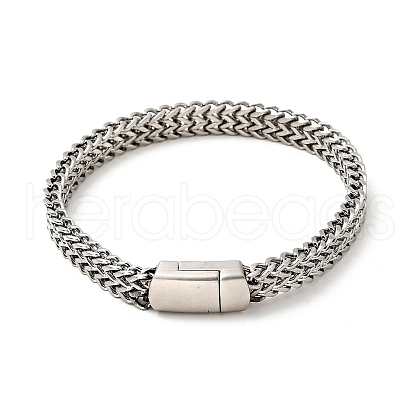 Tarnish Resistant 304 Stainless Steel Mesh Chain Bracelet with Magnetic Clasp for Men Women BJEW-E009-18P-1