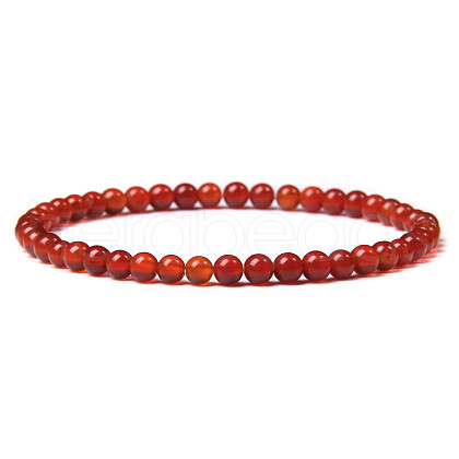 4mm Round Natural Carnelian Beads Bracelet for Men KG3069-11-1