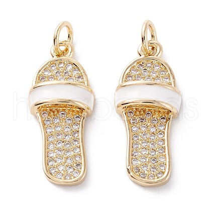 Brass Micro Pave Clear Cubic Zirconia Pendants ZIRC-A019-11G-1