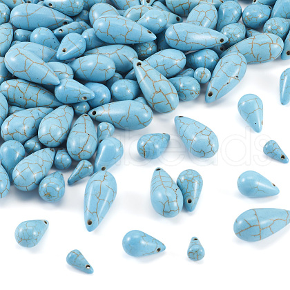  105Pcs 3 Styles Synthetic Turquoise Dyed Beads Strands G-TA0001-91A-1
