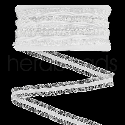 FINGERINSPIRE 10M Polycotton Pleated Elastic Lace Ribbon OCOR-FG0002-62B-02-1