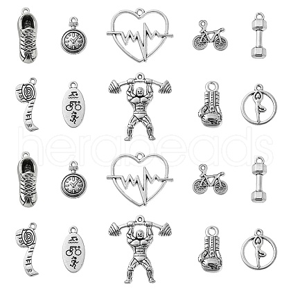 50Pcs 10 Styles Tibetan Style Alloy Pendants TIBEP-CJ0003-42-1