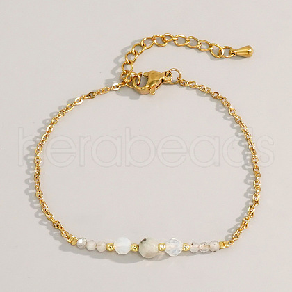 Bohemian Style Natrual Moonstone Beads Link Bracelets NZ3920-4-1