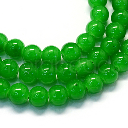 Baking Painted Imitation Jade Glass Round Bead Strands X-DGLA-Q021-6mm-10-1