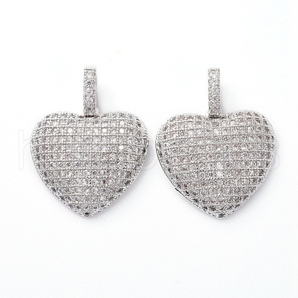 Brass Micro Pave Clear Cubic Zirconia Pendants KK-I658-36P-1