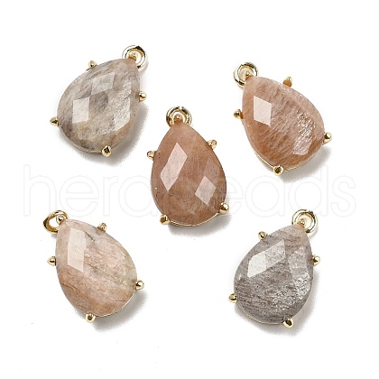 Natural Sunstone Faceted Pendants G-M431-16G-01-1