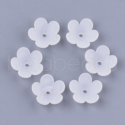 5-Petal Transparent Acrylic Bead Caps X-FACR-T001-12-1