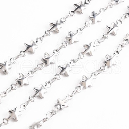 201 Stainless Steel Star & Oval Link Chains STAS-N092-107-1