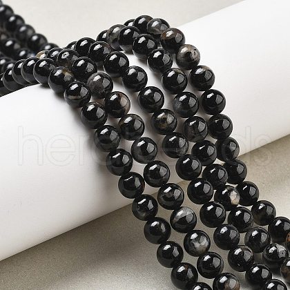 Natural Black Tourmaline Beads Strands G-Q031-A01-6mm-1