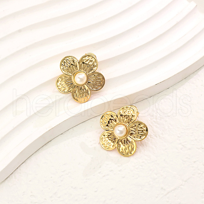 Elegant Stainless Steel Flower Stud Earrings AC1941-1-1