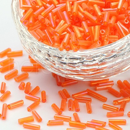 Transparent Colours Rainbow Glass Bugle Beads TSDB6MM169-1