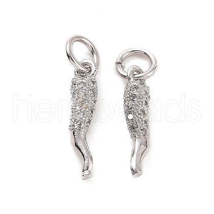 Rack Plating Brass Micro Clear Pave Cubic Zirconia Charms KK-C008-13P-1