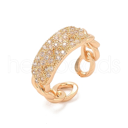 Brass Micro Pave Cubic Zirconia Open Cuff Rings RJEW-R146-03KCG-1