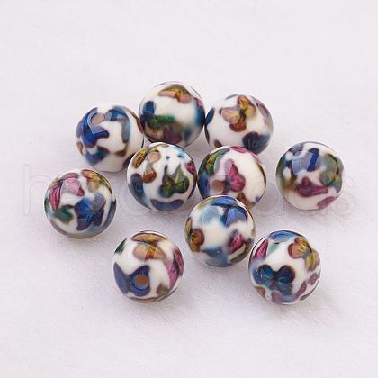 Spray Painted Resin Beads GLAA-F049-A19-1
