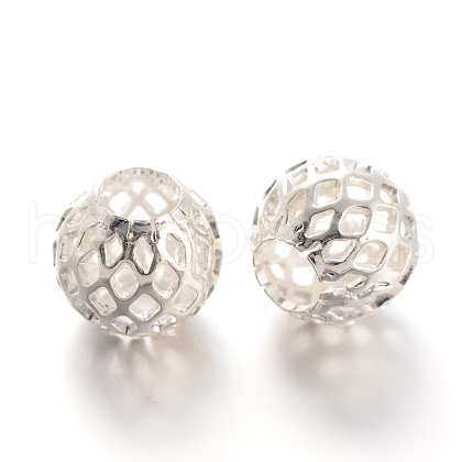 Hollow Round Brass Filigree Beads KK-L129-12S-01-1