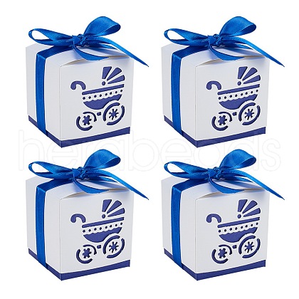 Hollow Stroller BB Car Carriage Candy Box wedding party gifts with Ribbons CON-BC0004-97E-1