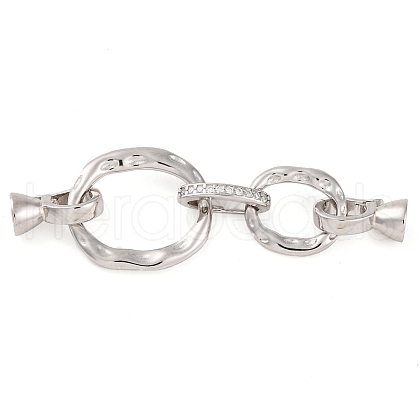 925 Sterling Silver Micro Pave Clear Cubic Zirconia Fold Over Clasps STER-U005-11P-1