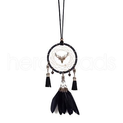 Woven Net/Web with Feather Pendant Decorations PW-WG30829-02-1