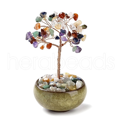 Natural Mixed Stone Chips Tree Decorations DJEW-M012-02C-1