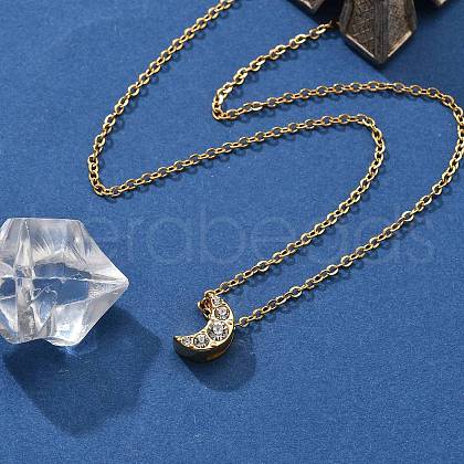 304 Stainless Steel Crystal Rhinestone Pendant Cable Chain Necklaces for Women NJEW-C062-01E-G-1