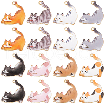 SUNNYCLUE 32Pcs 8 Colors Rack Plating Alloy Enamel Pendants FIND-SC0012-08-1