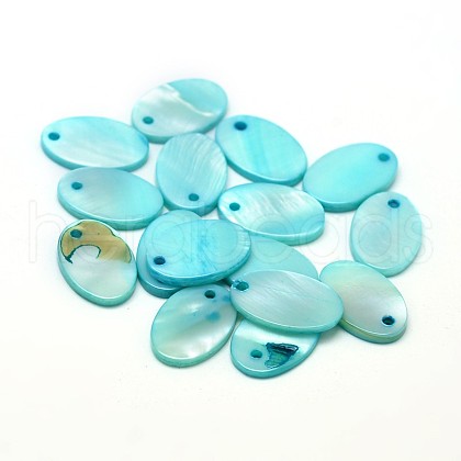 Dyed Freshwater Shell Flat Oval Charms SHEL-M002-03C-1