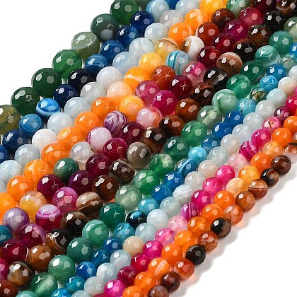 Natural Striped Agate/Banded Agate Beads Strands G-A246-8mm-15-1