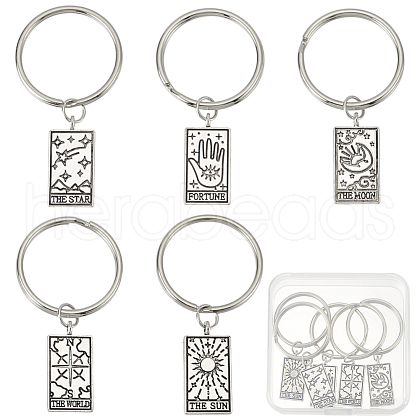 HOBBIESAY 5Pcs 5 Styles Zinc Alloy Pendants Keychians FIND-HY0004-10-1