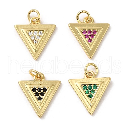 Rack Plating Brass Micro Pave Cubic Zirconia Pendants KK-P241-21G-1