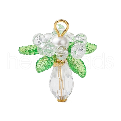 Glass with Round Shell Pearl and Acrylic Charms Pendants PALLOY-MZ00647-02-1