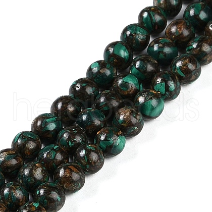 Assembled Natural Malachite & Bronzite Beads Strands G-A230-D02-02-1