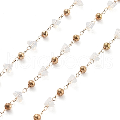 Handmade Brass & Glass Bead Chains CHC-L051-03KCG-01-1