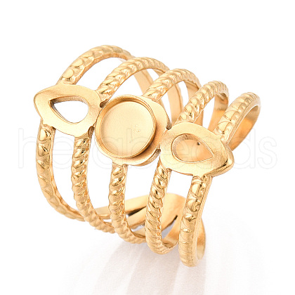 304 Stainless Steel Cuff Ring Components STAS-T066-58G-1