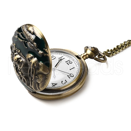 Alloy Glass Pendant Pocket Necklace WACH-S002-01AB-1