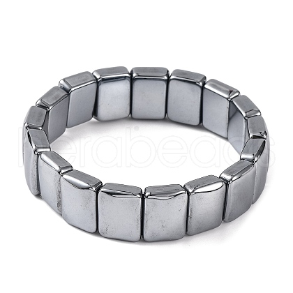 Rectangle Terahertz Stone Beaded Stretch Bracelets for Women Men BJEW-H590-05A-1