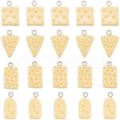 SUNNYCLUE 40Pcs 4 Styles Resin Pendants RESI-SC0003-46-1