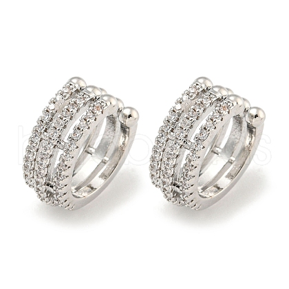 Brass Micro Pave Cubic Zirconia Cuff Earrings EJEW-C104-064P-1