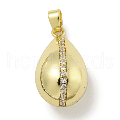 Rack Plating Brass Micro Pave Clear Cubic Zirconia Pendants KK-E114-02G-02-1